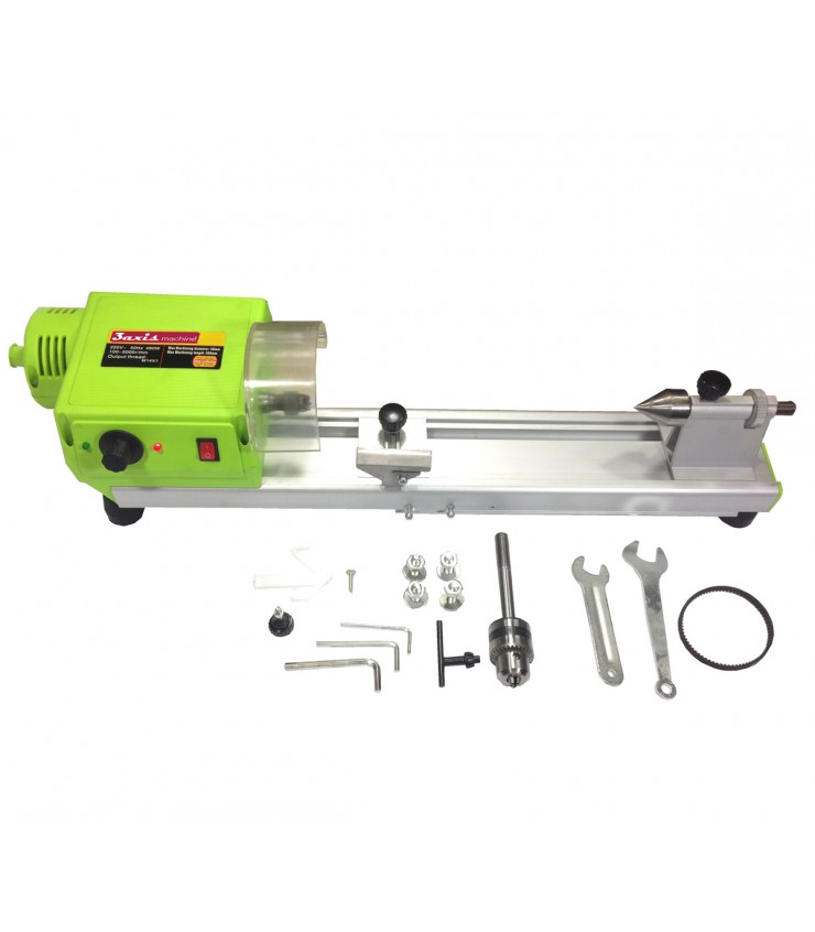 Mini bench wood lathe with variable speed for hobby wood working
